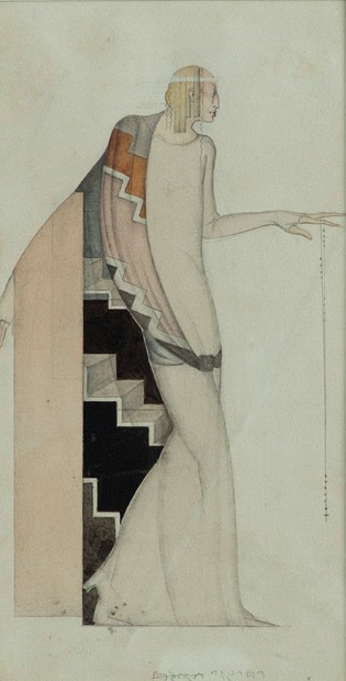 paper, watercolor, 25x13  1929  State Museum of Drama, Music, Film and Choreography