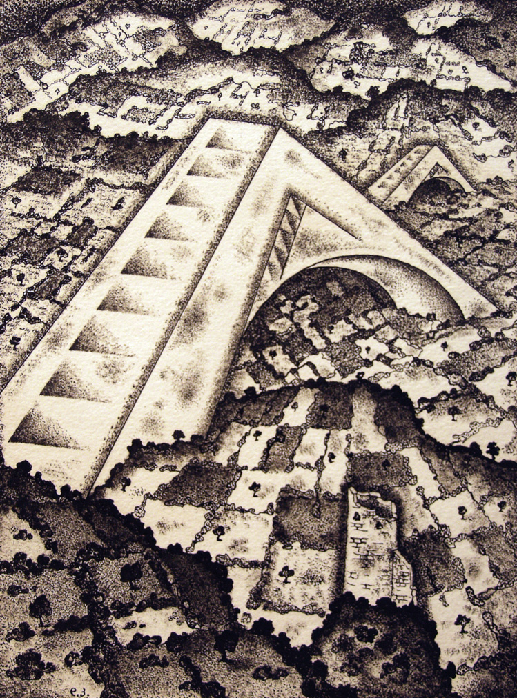 indian ink and varnish on cardboard, 48X38,Tbilisi  Georgian National Museum